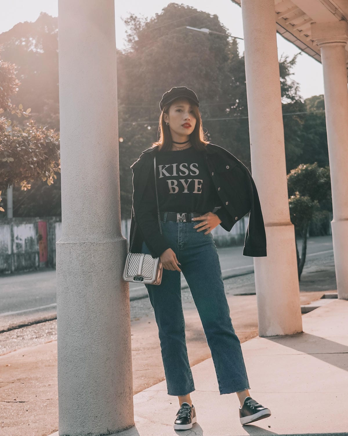 潮鞋開箱 黑色皮革MK平底板鞋 重複穿搭LOOKBOOK22.JPG