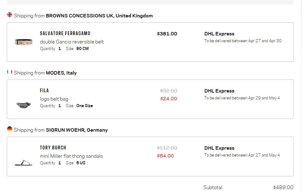 Farfetch購物教學 集結各地精品一站買齊 時尚穿搭配件Salvatore Ferragamo皮帶 TORY BURCH夾腳拖 FILA腰包開箱11.jpg