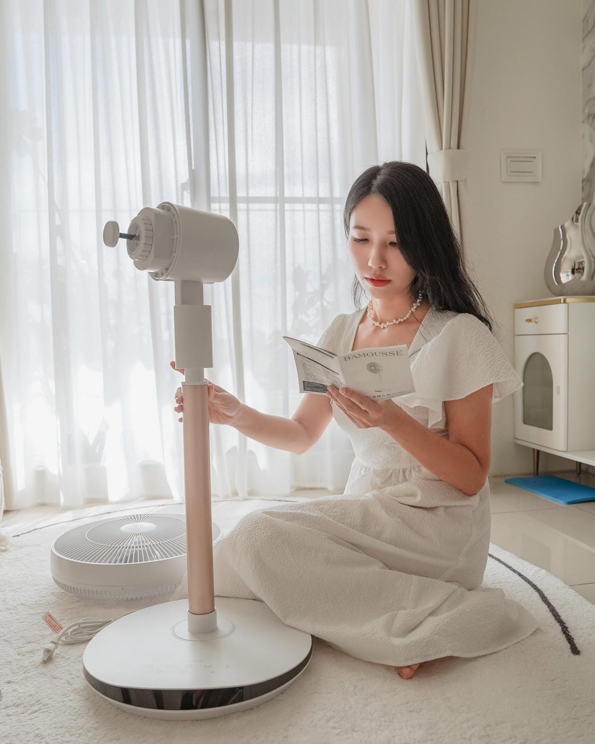 循環扇推薦 巴慕斯BAMOUSSE 16吋直立式風扇 多角度擺頭 可定時預約 白色系家電開箱4.jpg