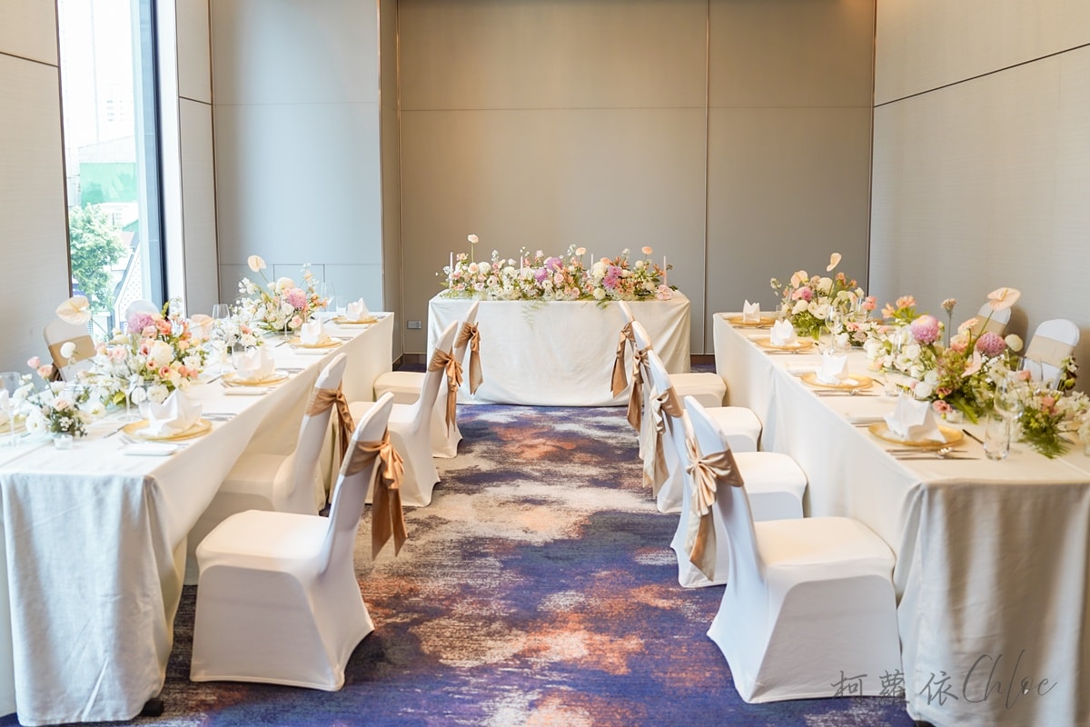 高雄日航酒店婚禮體驗展｜西式婚宴太美了！蜿蜒桌型、精緻餐點到調香互動一次看